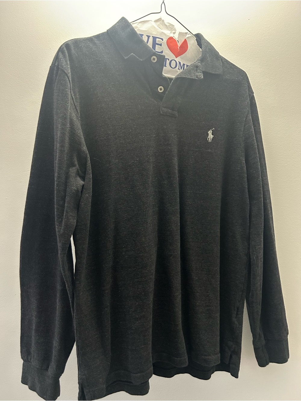 Polo by Ralph Lauren Black Long Sleeve Polo with Embroidered Pony
